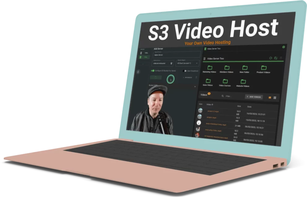 S3 Video Host Laptop Screen Mockup